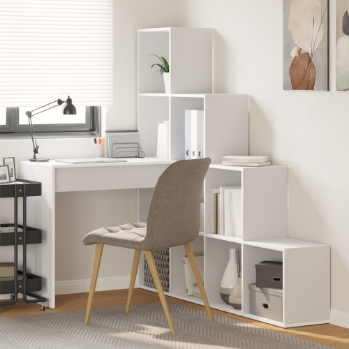 vidaXL Hörnskrivbord Vit 101,5 x 149,5 x 149,5 cm Konstruerat trä