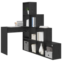 Produktbild för Hörnskrivbord Svart Ek 101,5 x 149,5 x 149,5 cm Konstruerat trä