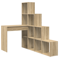 Produktbild för Hörnskrivbord med hylla Sonoma-ek 101,5 x 149,5 x 149,5 cm