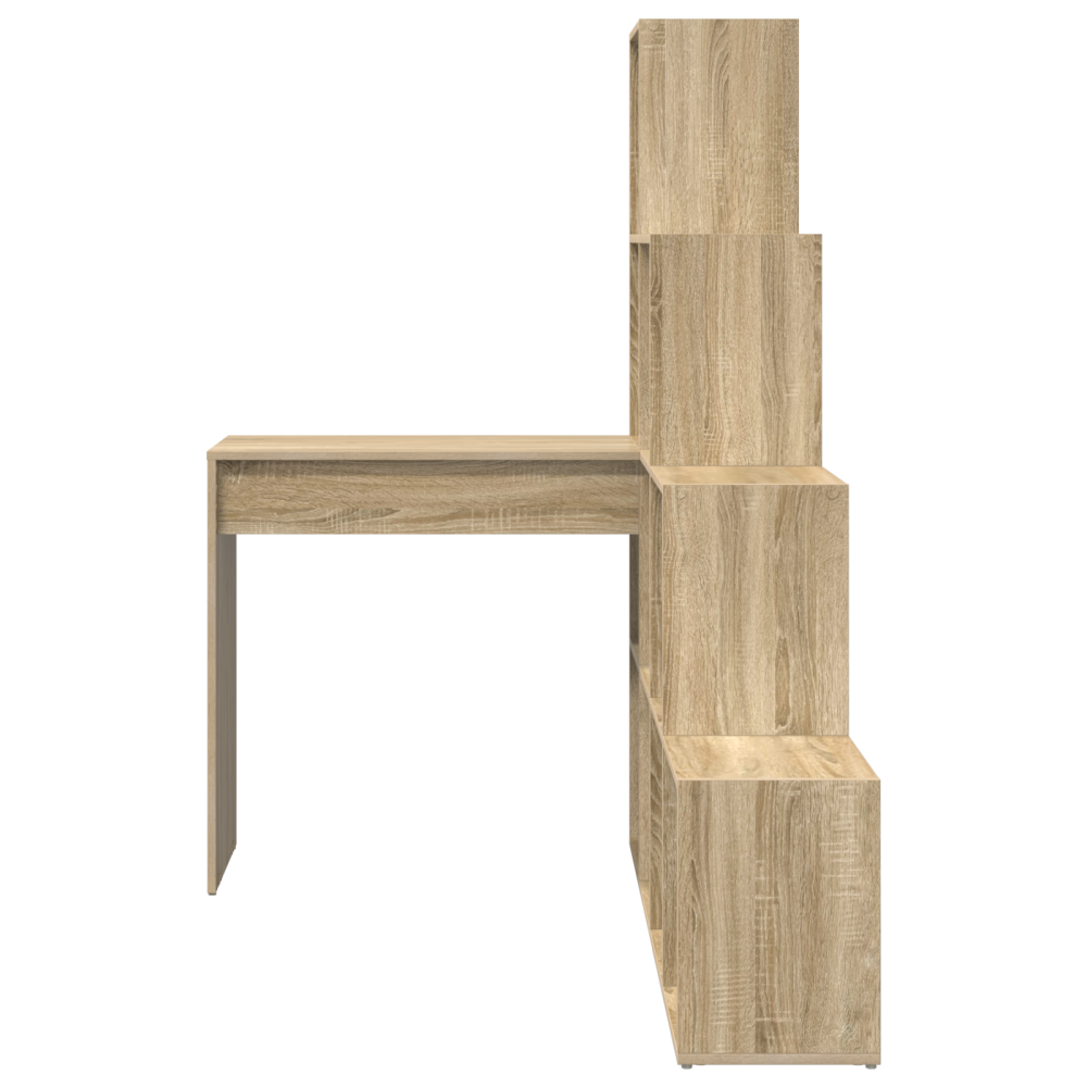 Produktbild för Hörnskrivbord med hylla Sonoma-ek 101,5 x 149,5 x 149,5 cm