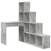 Produktbild för Hörnskrivbord med hylla Betonggrå 101,5 x 149,5 x 149,5 cm