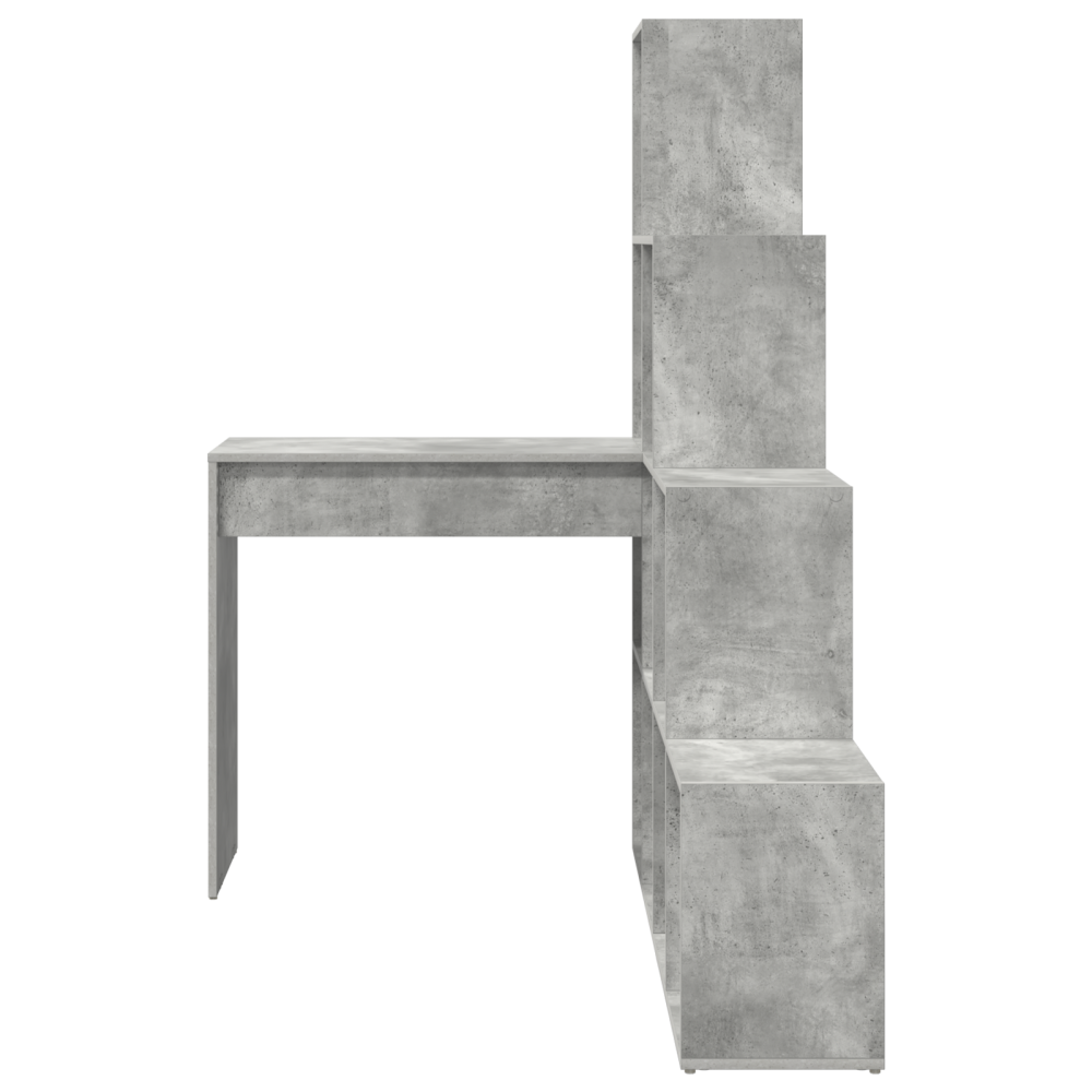 Produktbild för Hörnskrivbord med hylla Betonggrå 101,5 x 149,5 x 149,5 cm