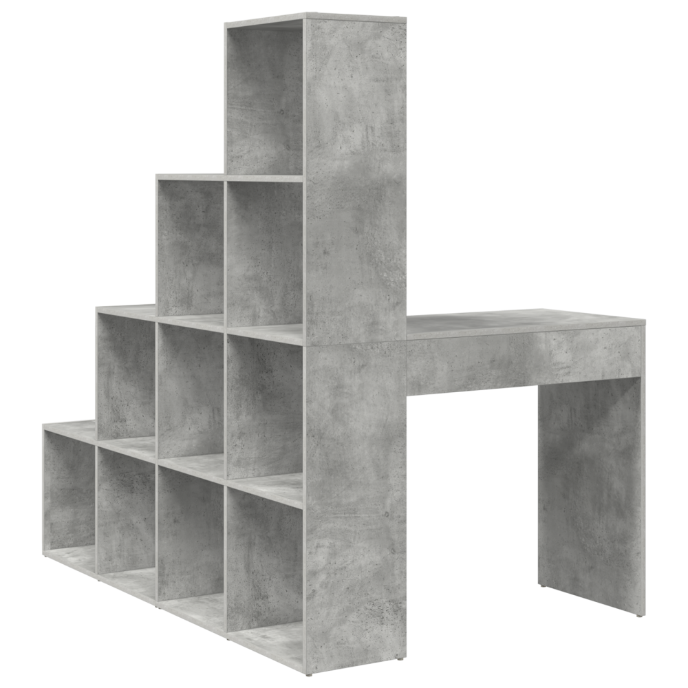 Produktbild för Hörnskrivbord med hylla Betonggrå 101,5 x 149,5 x 149,5 cm