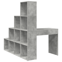 Produktbild för Hörnskrivbord med hylla Betonggrå 101,5 x 149,5 x 149,5 cm