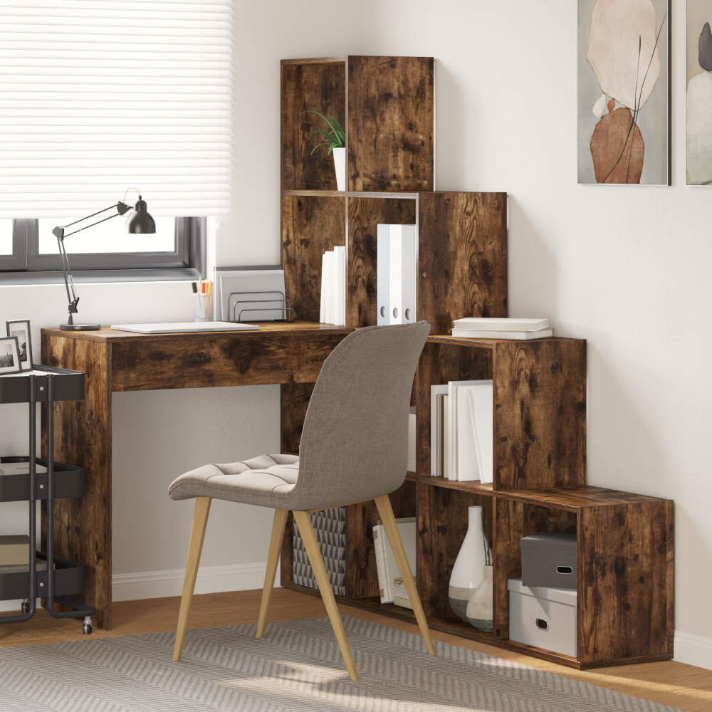 Produktbild för Hörnskrivbord Rökt ek 101,5 x 149,5 x 149,5 cm Konstruerat trä