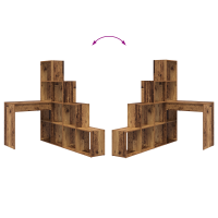 Produktbild för Hörnskrivbord med hylla Gammalt trä 101,5 x 149,5 x 149,5 cm