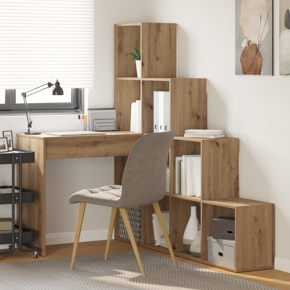 Produktbild för Hörnskrivbord med hylla Artisan Ek 101,5 x 149,5 x 149,5 cm
