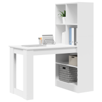 Produktbild för Skrivbord med hylla Vit 122 x 67 x 145 cm Konstruerat trä