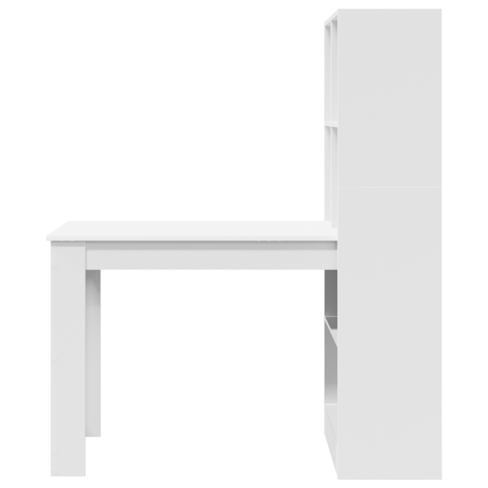 Produktbild för Skrivbord med hylla Vit 122 x 67 x 145 cm Konstruerat trä