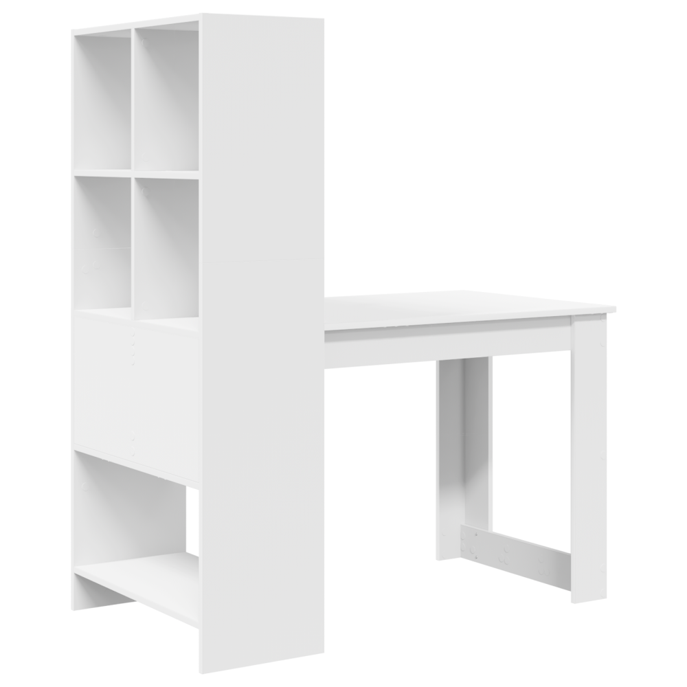 Produktbild för Skrivbord med hylla Vit 122 x 67 x 145 cm Konstruerat trä