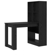 Produktbild för Skrivbord med hylla Svart Ek 122 x 67 x 145 cm Konstruerat trä