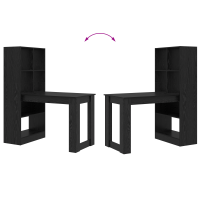 Produktbild för Skrivbord med hylla Svart Ek 122 x 67 x 145 cm Konstruerat trä