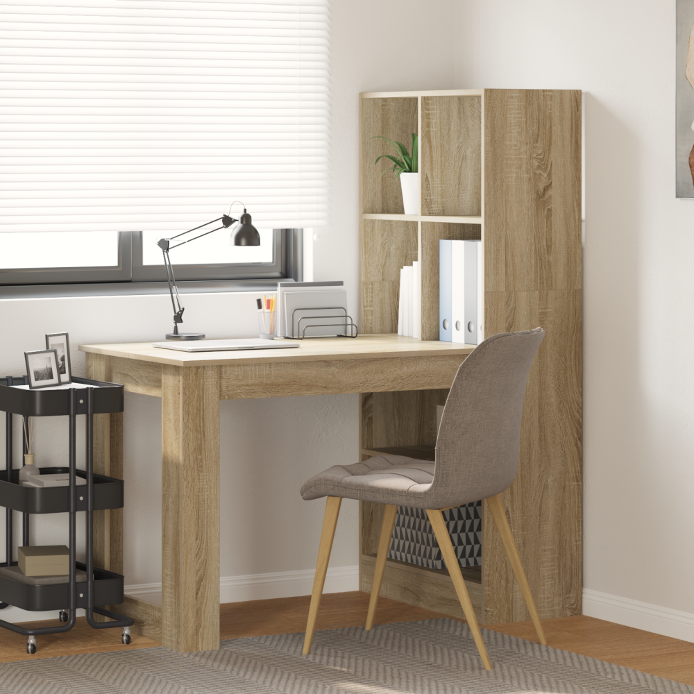 Produktbild för Skrivbord med hylla Sonoma-ek 122 x 67 x 145 cm Konstruerat trä