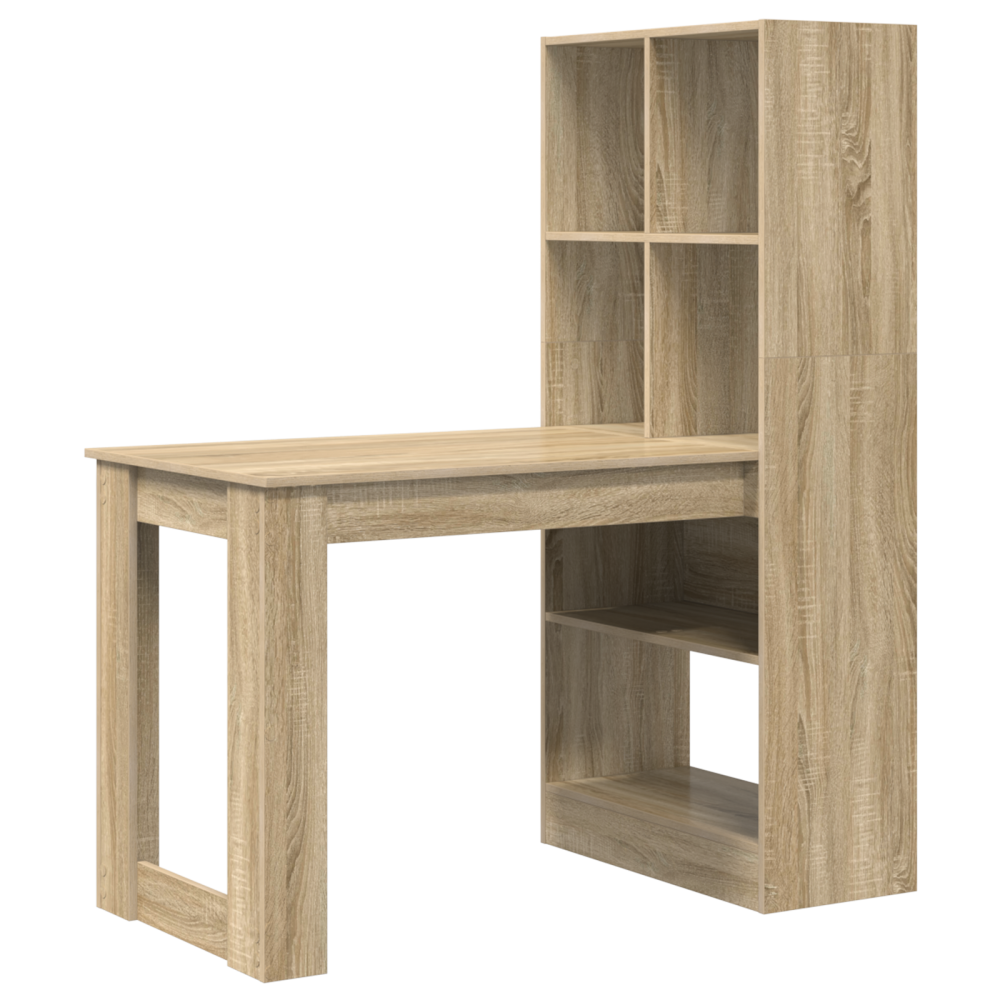 Produktbild för Skrivbord med hylla Sonoma-ek 122 x 67 x 145 cm Konstruerat trä