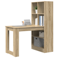 Produktbild för Skrivbord med hylla Sonoma-ek 122 x 67 x 145 cm Konstruerat trä