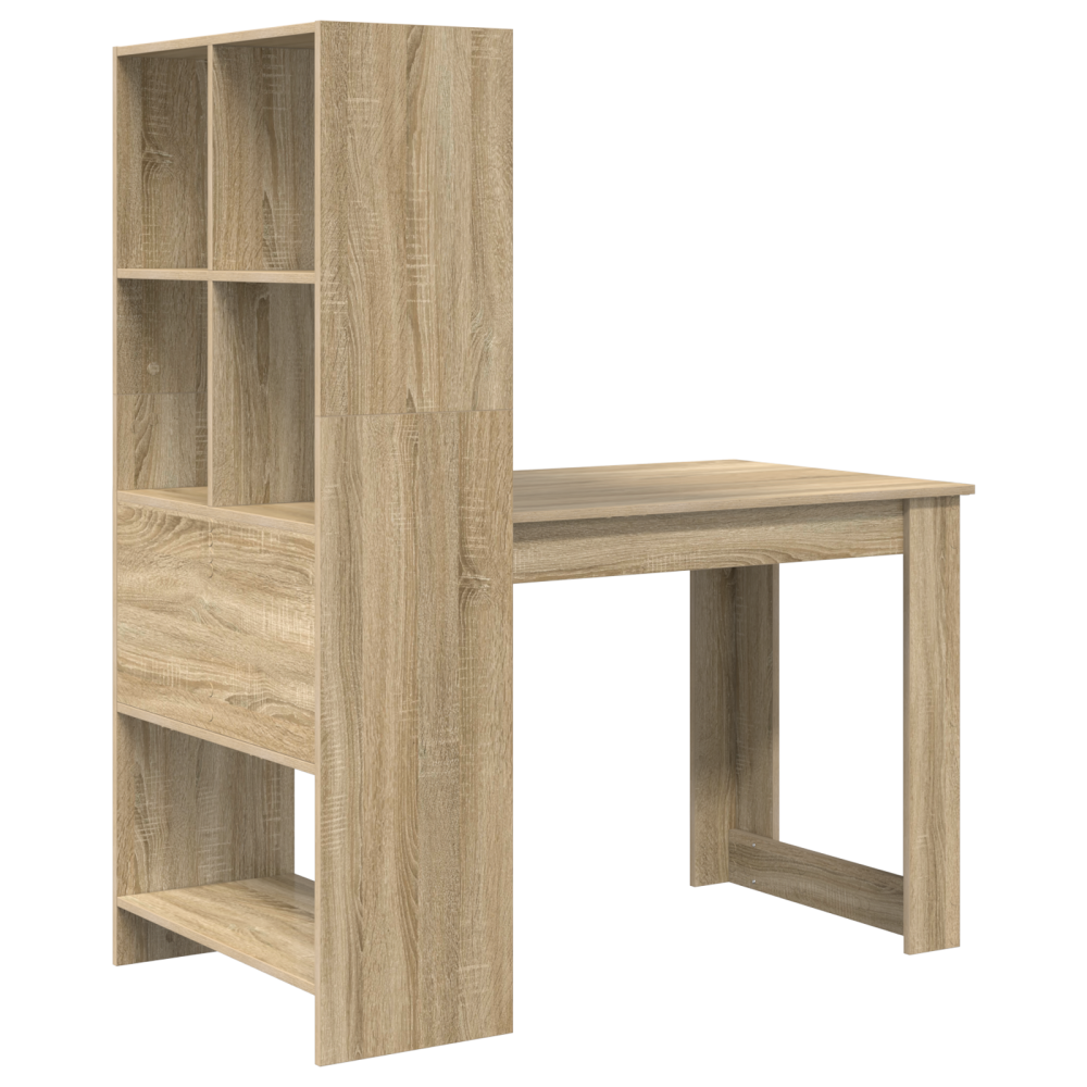Produktbild för Skrivbord med hylla Sonoma-ek 122 x 67 x 145 cm Konstruerat trä