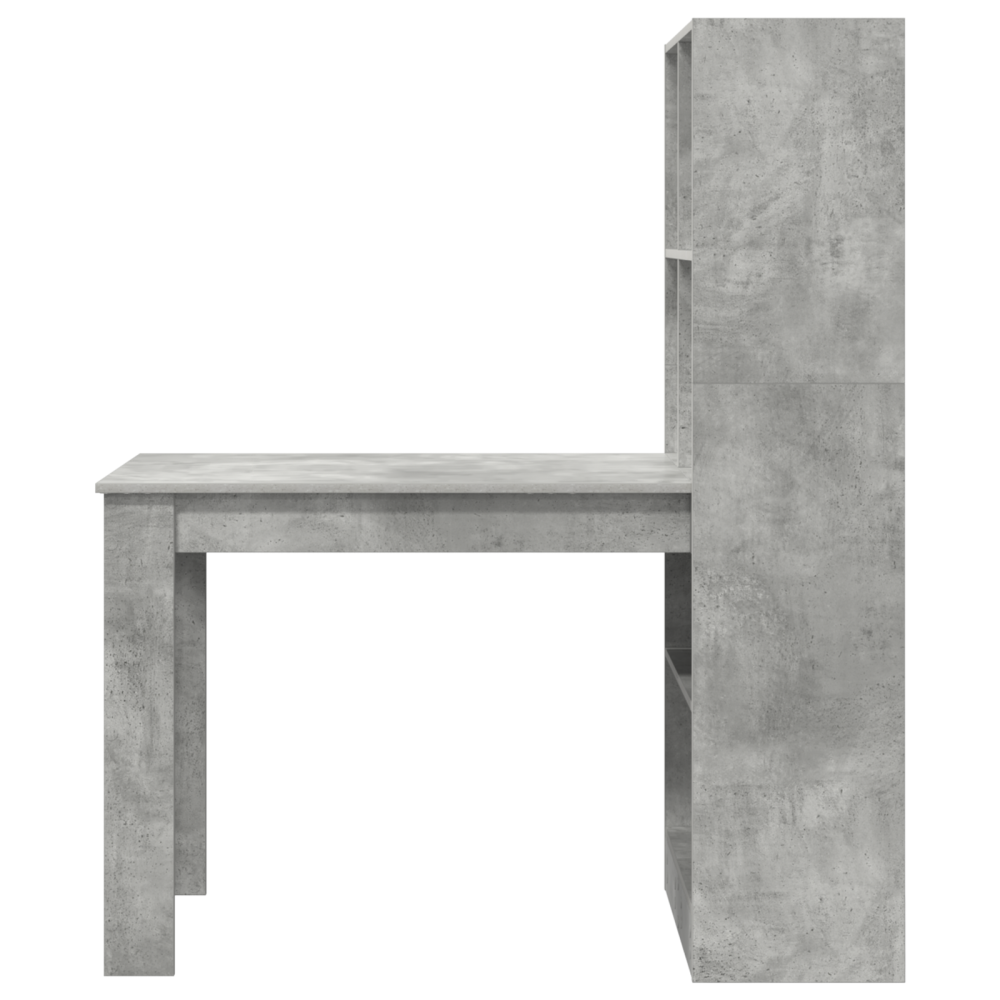 Produktbild för Skrivbord med hylla Betonggrå 122 x 67 x 145 cm Konstruerat trä