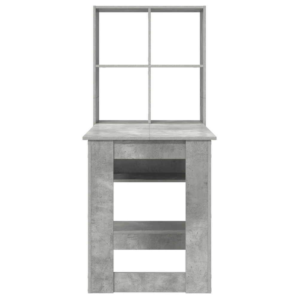 Produktbild för Skrivbord med hylla Betonggrå 122 x 67 x 145 cm Konstruerat trä