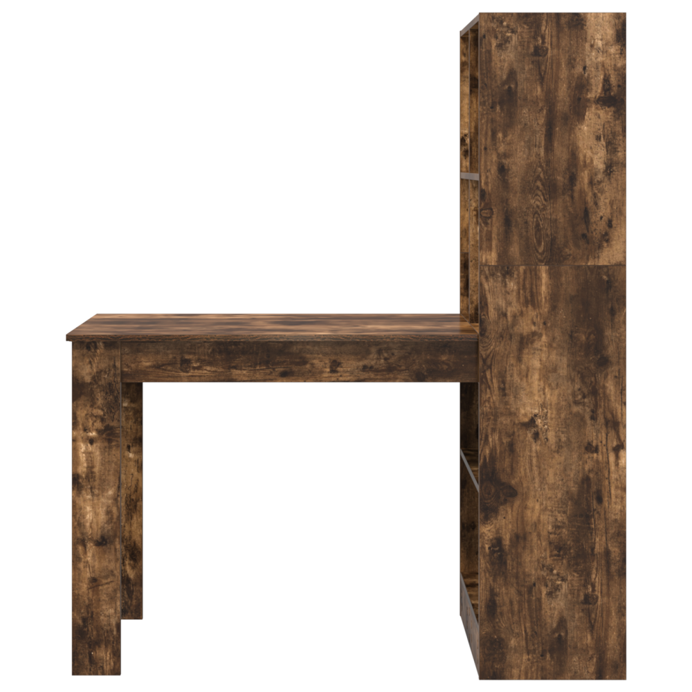 Produktbild för Skrivbord med hylla Rökt ek 122 x 67 x 145 cm Konstruerat trä