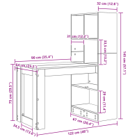 Produktbild för Skrivbord med hylla Rökt ek 122 x 67 x 145 cm Konstruerat trä