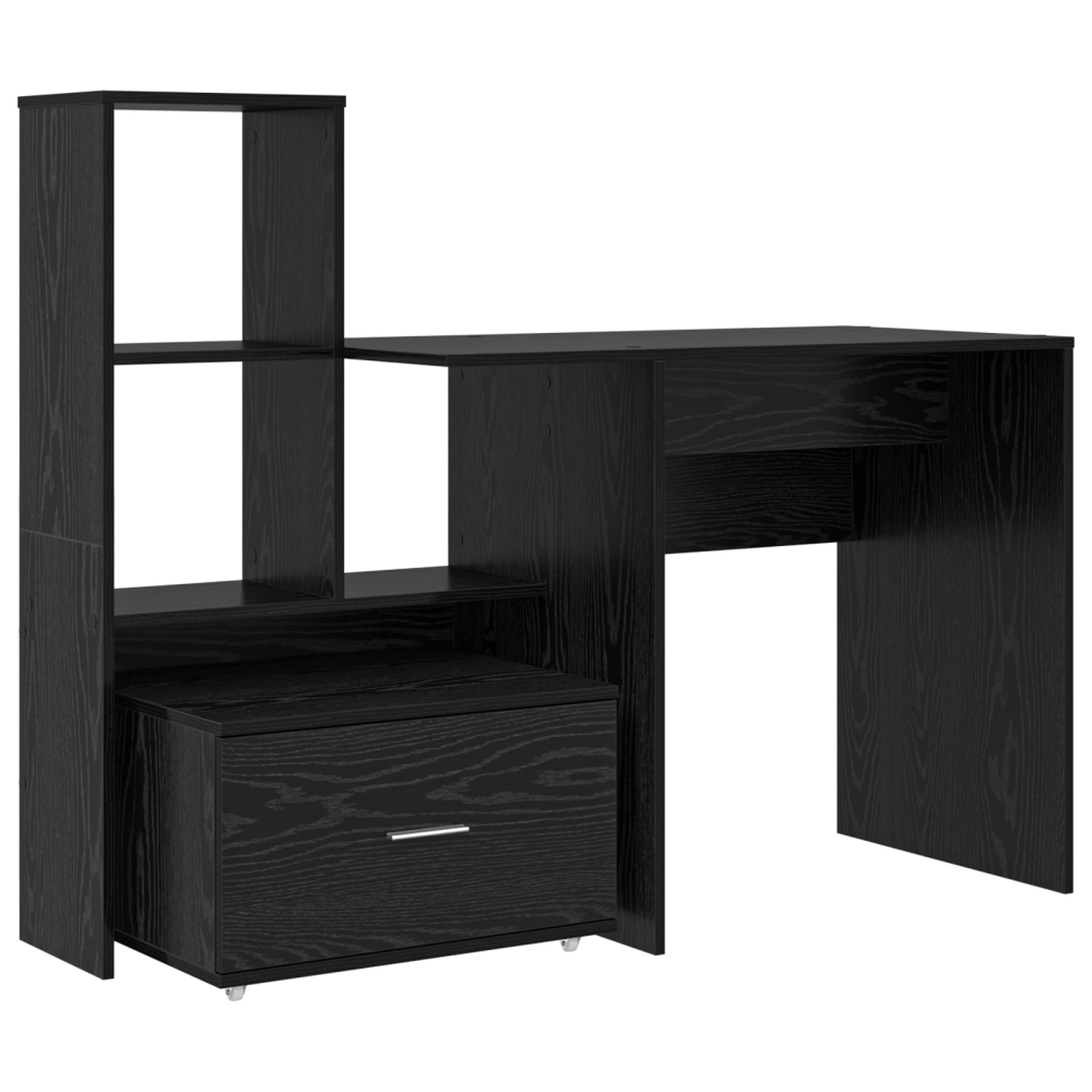Produktbild för Skrivbord Svart Ek 131,5 x 50 x 106,5 cm Konstruerat trä