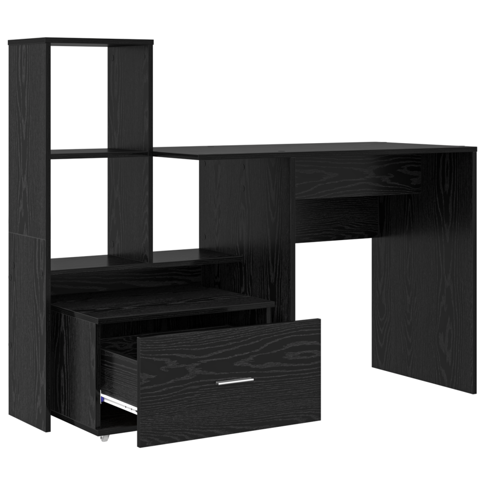 Produktbild för Skrivbord Svart Ek 131,5 x 50 x 106,5 cm Konstruerat trä
