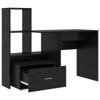 Produktbild för Skrivbord Svart Ek 131,5 x 50 x 106,5 cm Konstruerat trä