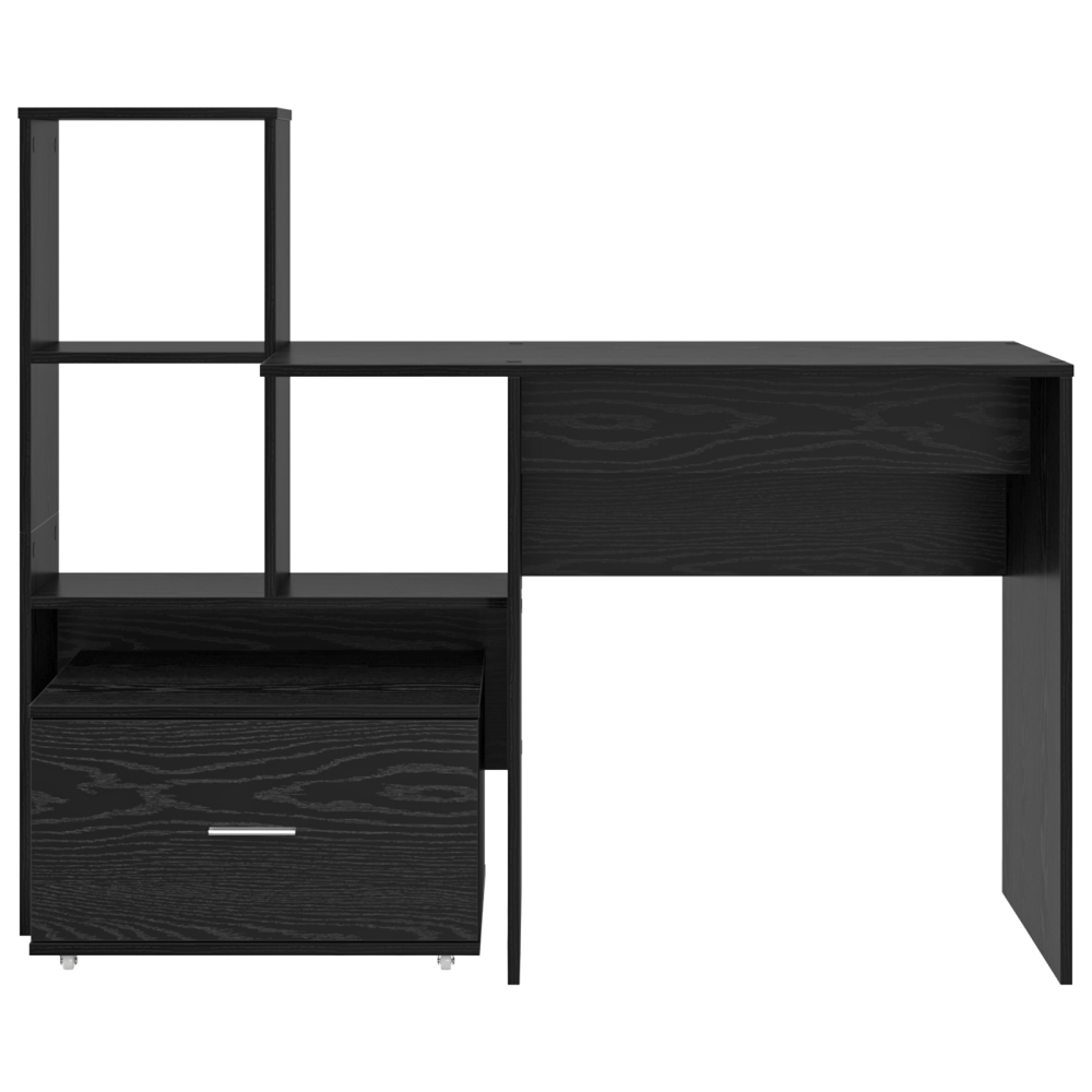 Produktbild för Skrivbord Svart Ek 131,5 x 50 x 106,5 cm Konstruerat trä