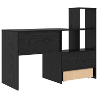Produktbild för Skrivbord Svart Ek 131,5 x 50 x 106,5 cm Konstruerat trä