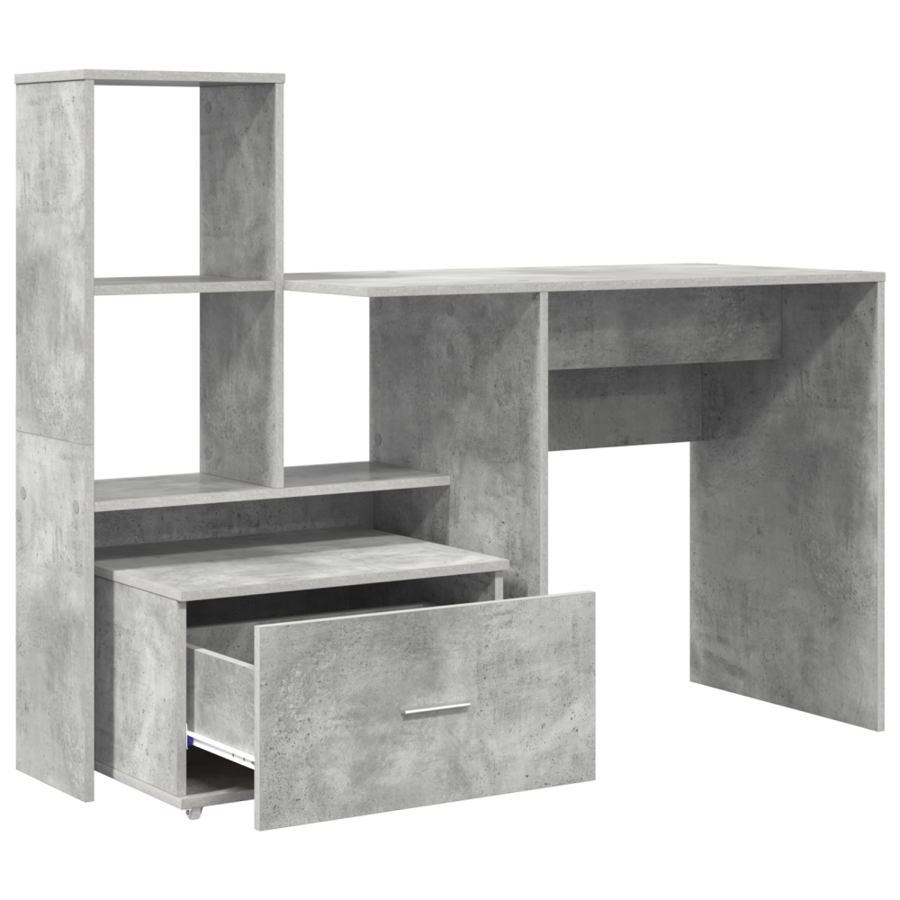 Produktbild för Skrivbord Betonggrå 131,5 x 50 x 106,5 cm Konstruerat trä