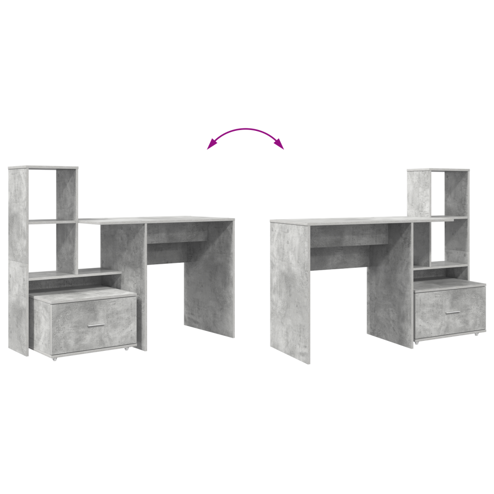 Produktbild för Skrivbord Betonggrå 131,5 x 50 x 106,5 cm Konstruerat trä