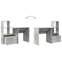 Produktbild för Skrivbord Betonggrå 131,5 x 50 x 106,5 cm Konstruerat trä