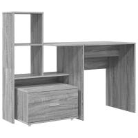 Produktbild för Skrivbord Grå Sonoma 131,5 x 50 x 106,5 cm Konstruerat trä