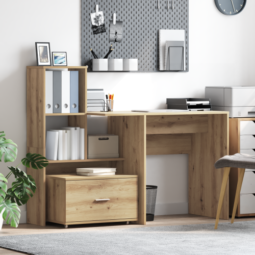 vidaXL Skrivbord Artisan Ek 131,5 x 50 x 106,5 cm Konstruerat trä