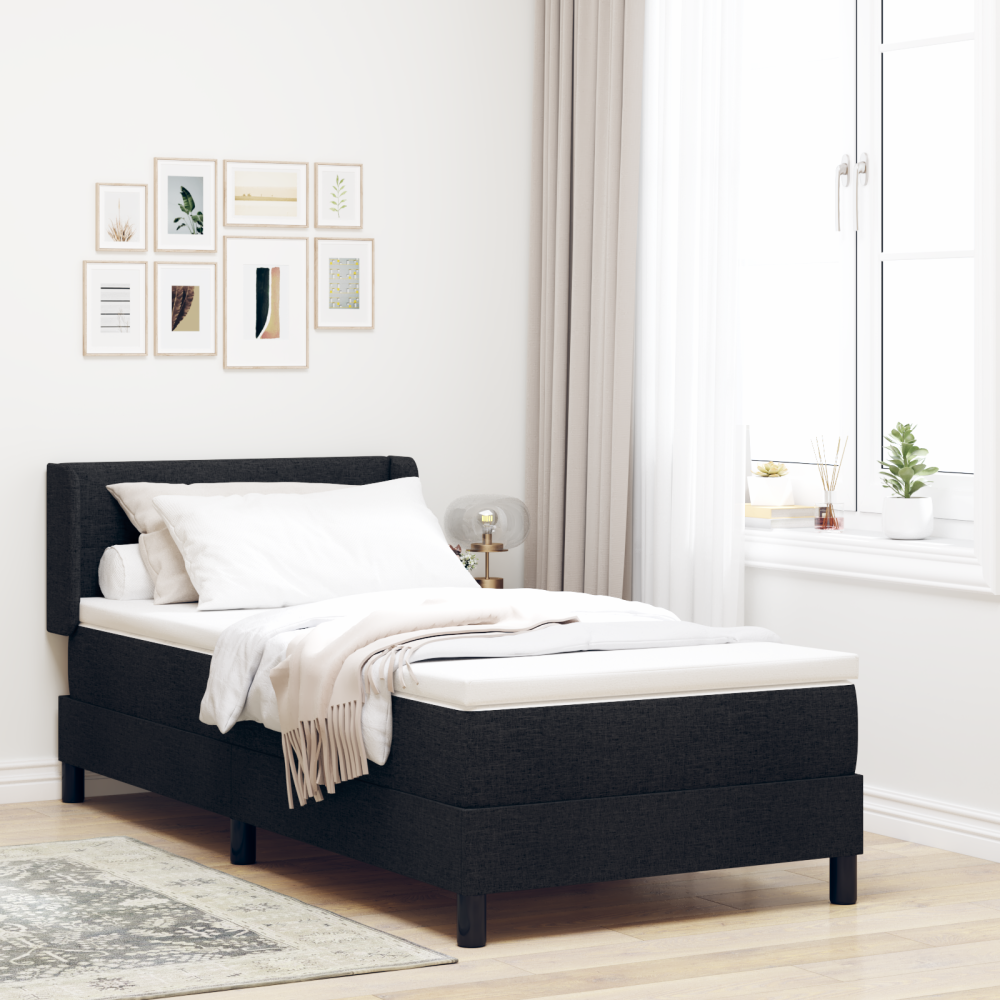Produktbild för Bäddfjäder med huvudgavel Svart 200 x 80 cm tyg