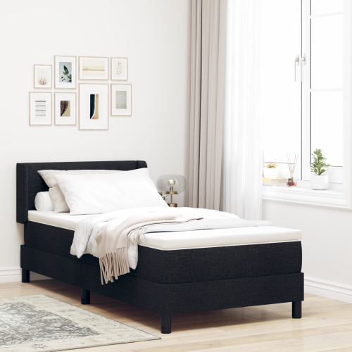 vidaXL Bäddfjäder med huvudgavel Svart 200 x 80 cm tyg
