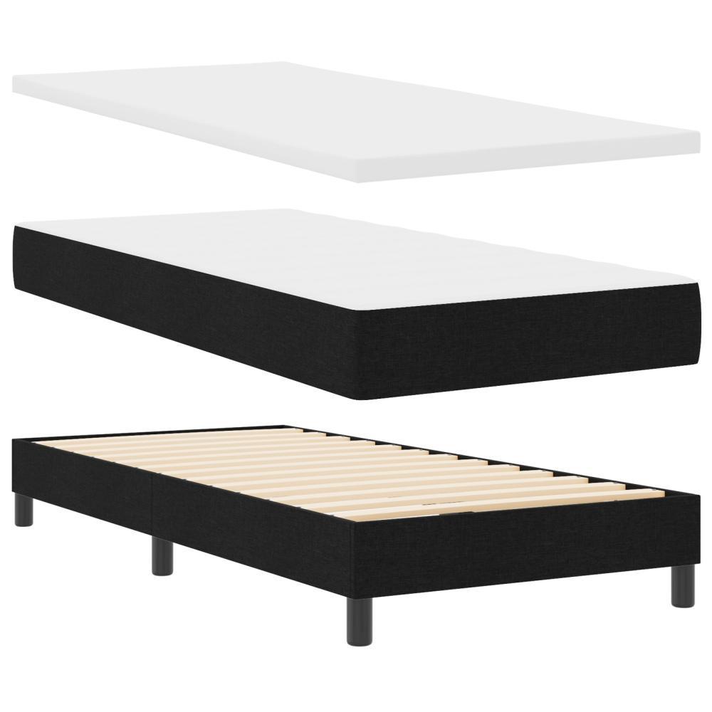 Produktbild för Bäddfjäder med huvudgavel Svart 200 x 80 cm tyg
