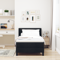 Produktbild för Bäddfjäder med huvudgavel Svart 200 x 80 cm tyg