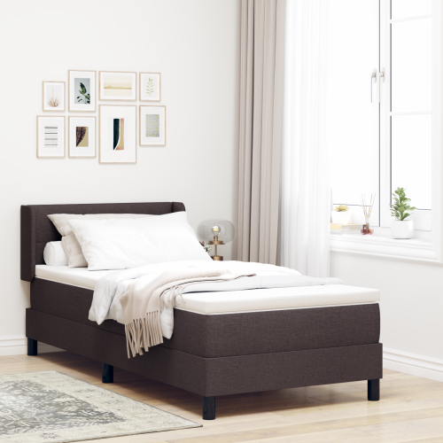 vidaXL Bäddfjäder med huvudgavel Mörkbrun 200 x 90 cm tyg