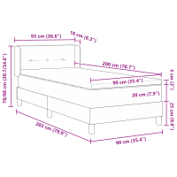 Produktbild för Bäddfjäder med huvudgavel Mörkbrun 200 x 90 cm tyg