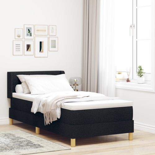 vidaXL Bäddfjäder med huvudgavel Svart 200 x 80 cm tyg