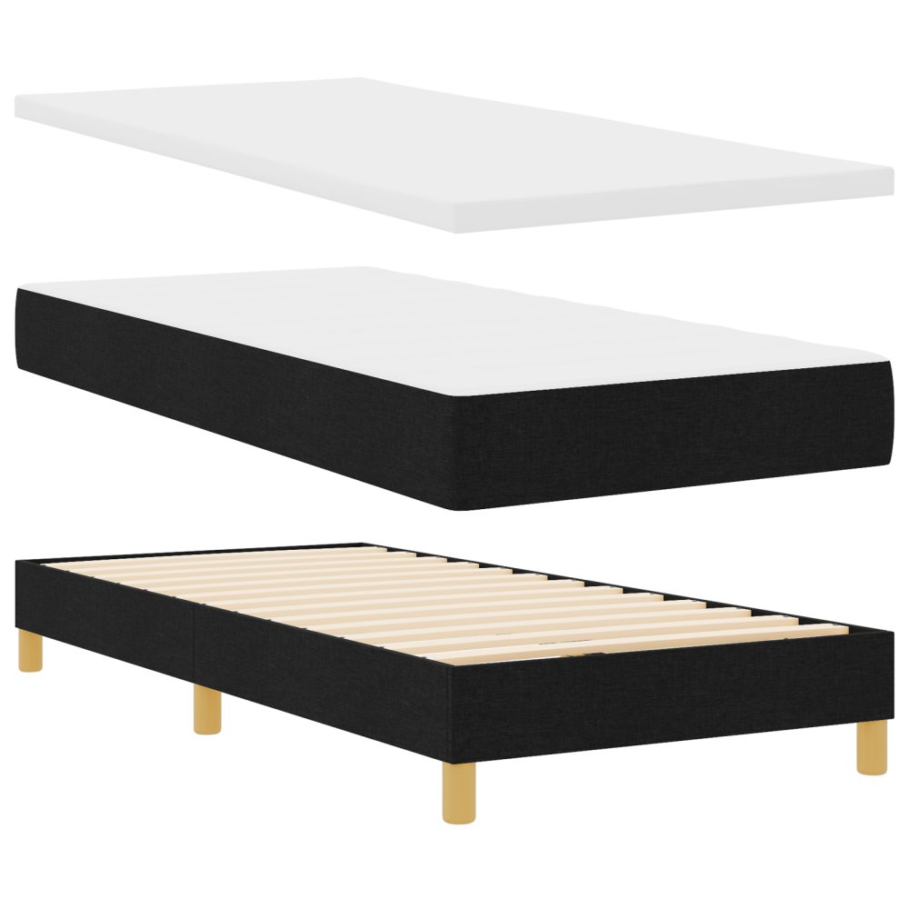 Produktbild för Bäddfjäder med huvudgavel Svart 200 x 80 cm tyg