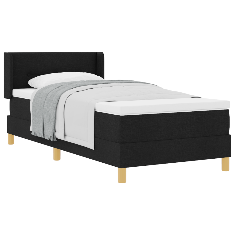 Produktbild för Bäddfjäder med huvudgavel Svart 200 x 80 cm tyg