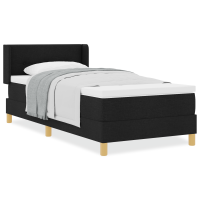 Produktbild för Bäddfjäder med huvudgavel Svart 200 x 80 cm tyg