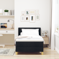 Produktbild för Bäddfjäder med huvudgavel Svart 200 x 80 cm tyg