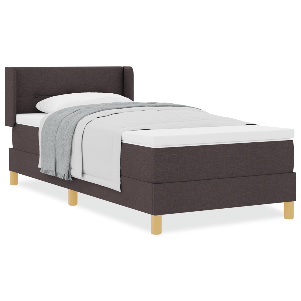 Produktbild för Bäddfjäder med huvudgavel Mörkbrun 190 x 90 cm tyg