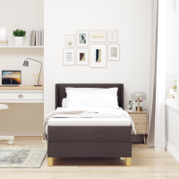 Produktbild för Bäddfjäder med huvudgavel Mörkbrun 190 x 90 cm tyg