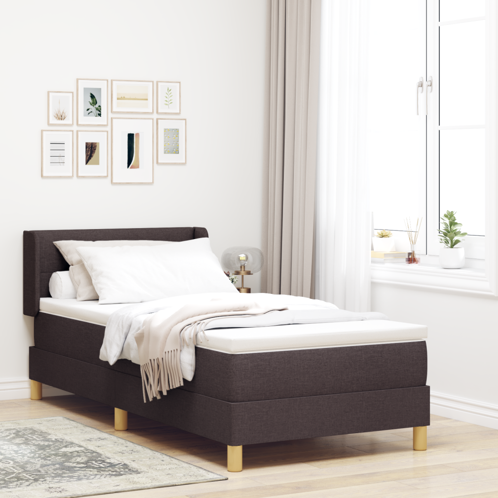Produktbild för Bäddfjäder med huvudgavel Mörkbrun 200 x 90 cm tyg