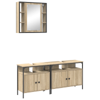 Produktbild för Badrumsmöbelset med hylla med dörr 3 pcs Brun Konstruerat trä
