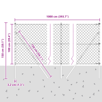 Produktbild för Utomhus kedjegjämnings staket markfäste 10 x 1 m Silver Mesh